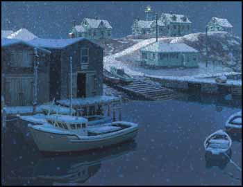 December Evening, Peggy's Cove by Tom Dickson sold for $5,750
