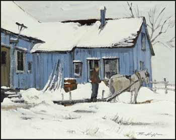 The Blue House, St-Tite-des-Caps, Quebec by Ross Huggins sold for $1,404