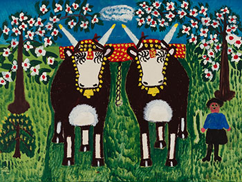 Two Oxen by Everett Lewis vendu pour $2,500