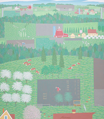 Spring Blossoms & Scarecrow by Robert Michener vendu pour $1,500
