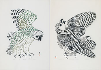 Two Prints by Kananginak Pootoogook vendu pour $4,063