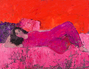 Fatima au divan rose by Bernard Cathelin sold for $6,250