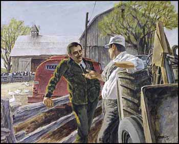 Texaco Workers Talking at a Farm (00708/2013-648) by Brian R. Johnson sold for $250