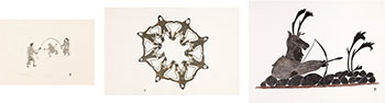 Three works: Skipping (00434), Dance (00598), Disguised Archer (00612) by Various Inuit Artists vendu pour $500