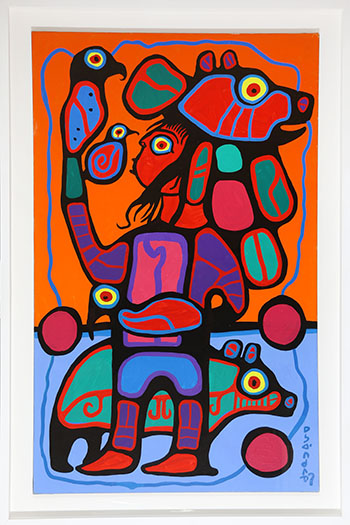 Childlike simplicity in tune with nature because we are one by Studio of Norval Morrisseau vendu pour $34,250