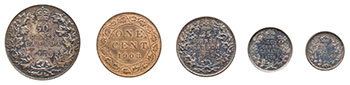5-Piece Edward VII Specimen Set 1908, Ottawa Mint in Original Case of Issue par  Canada
