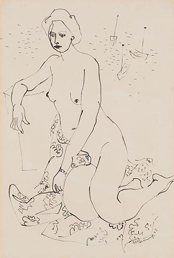 Female Nude, Figure Seated by Bertram Charles (B.C.) Binning