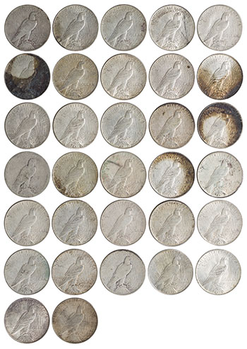 Lot of 32 USA Silver “Peace” Dollars – Assorted Years and Mint Marks by  USA