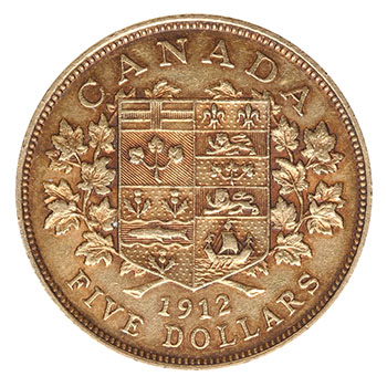 George V Gold Five Dollars 1912 par  Canada