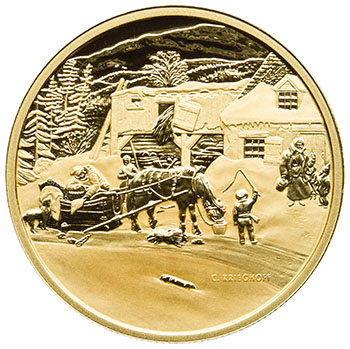 Elizabeth II Gold Proof 200 Dollars 2001, “The Habitant Farm – Cornelius Krieghoff” par  Canada