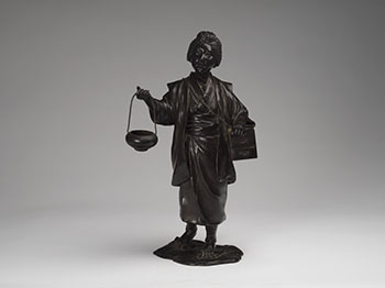 A Japanese Bronze Okimono of a Lady, Signed Seikoku, Meiji Period, Late 19th Century by  Japanese Art