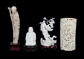Four Chinese Carved Ivory Pieces, circa 1960 by  Asian Art