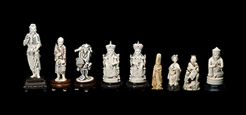 Nine Asian Carved Ivory Figures, circa 1900-1960 by  Asian Art
