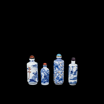 Four Chinese Blue and White Snuff Bottles, 19th Century by  Chinese Art