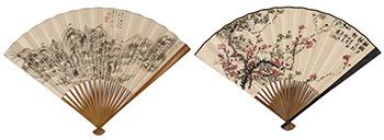 Wu Zheng, Zhao Shuru, Qin Zuyong, Feng Guifen, Two Folding Fans by  Chinese Art