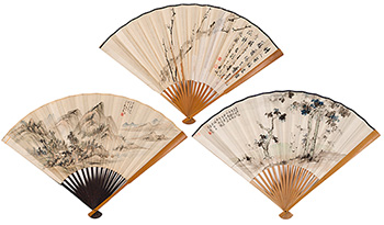 Fan Haolin, Yi Lixun, Yi Junzuo, Zhou Shixin and Others, Three Folding Fans by  Chinese Art