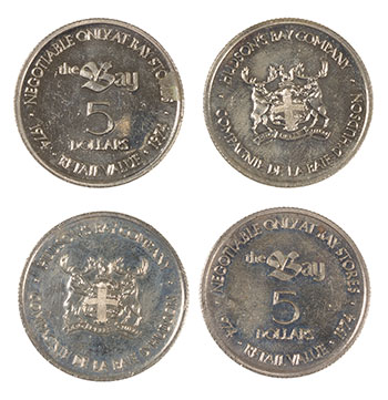 The Bay $5 coins (1974) by Hudson's Bay Company 