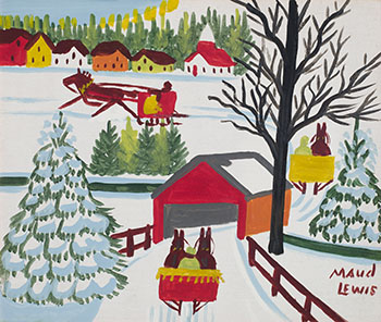 Covered Bridge in Winter par Maud Lewis