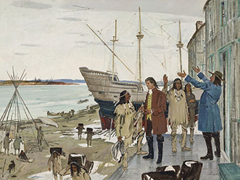 Radisson and des Groseilliers Trading with Indians at Rupert House, 1671 by Lorne Holland Bouchard