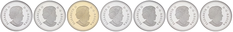 7-Piece Elizabeth II Fine Silver (.9999) Proof Set of 20 Dollars, “Group of Seven” by  Canada