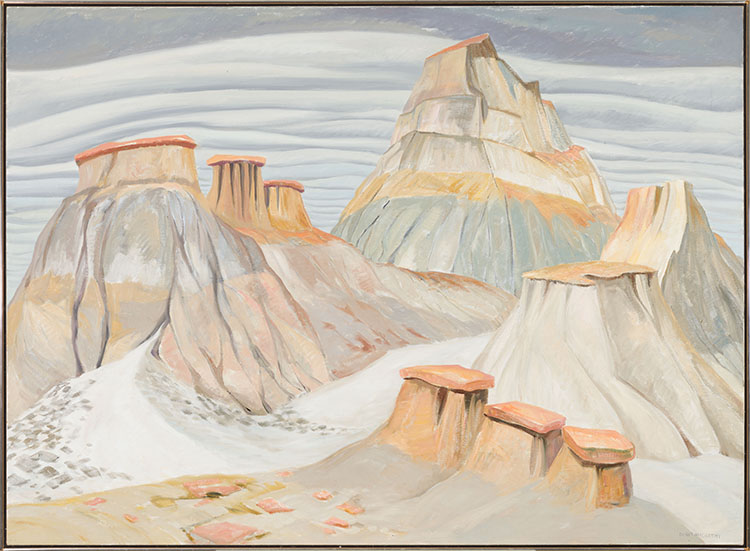 Badlands with Temple and Mushrooms by Doris Jean McCarthy