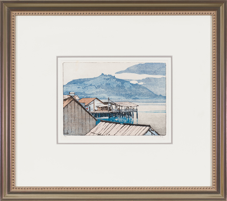 The Waterfront, Alert Bay, British Columbia by Walter Joseph (W.J.) Phillips