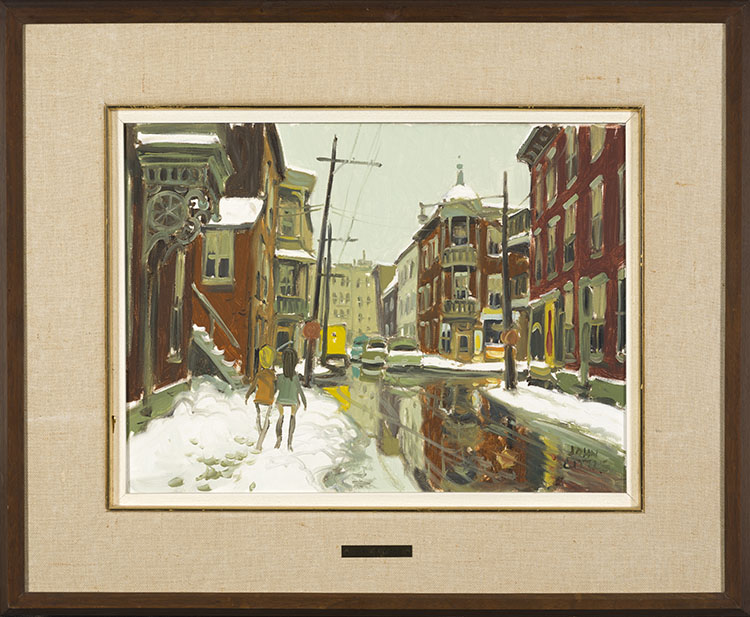 Une journée humide, Rue Langevin, St. Henri, Montréal par John Geoffrey Caruthers Little