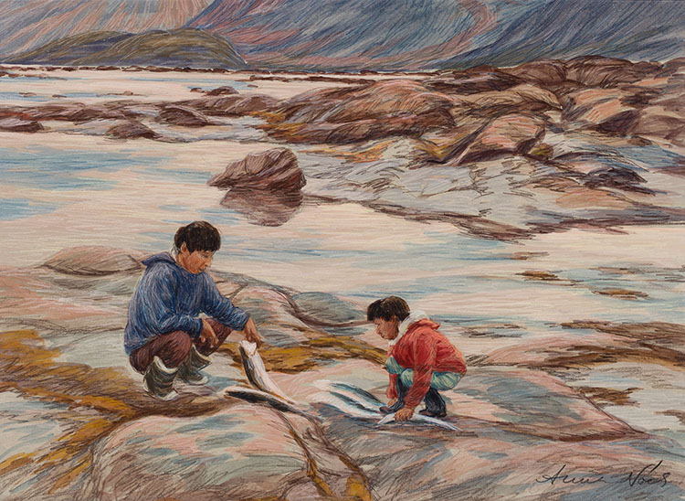 Kamea and his Son with Arctic Char by Anna T. Noeh