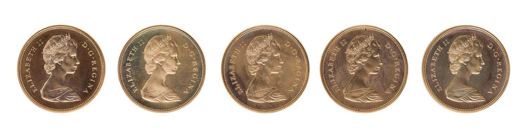 Five Elizabeth II Gold Specimen 20 Dollars 1967, “Confederation Centennial – Canadian Coat of Arms” par  Canada