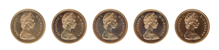 Five Elizabeth II Gold Specimen 20 Dollars 1967, “Confederation Centennial – Canadian Coat of Arms” par  Canada