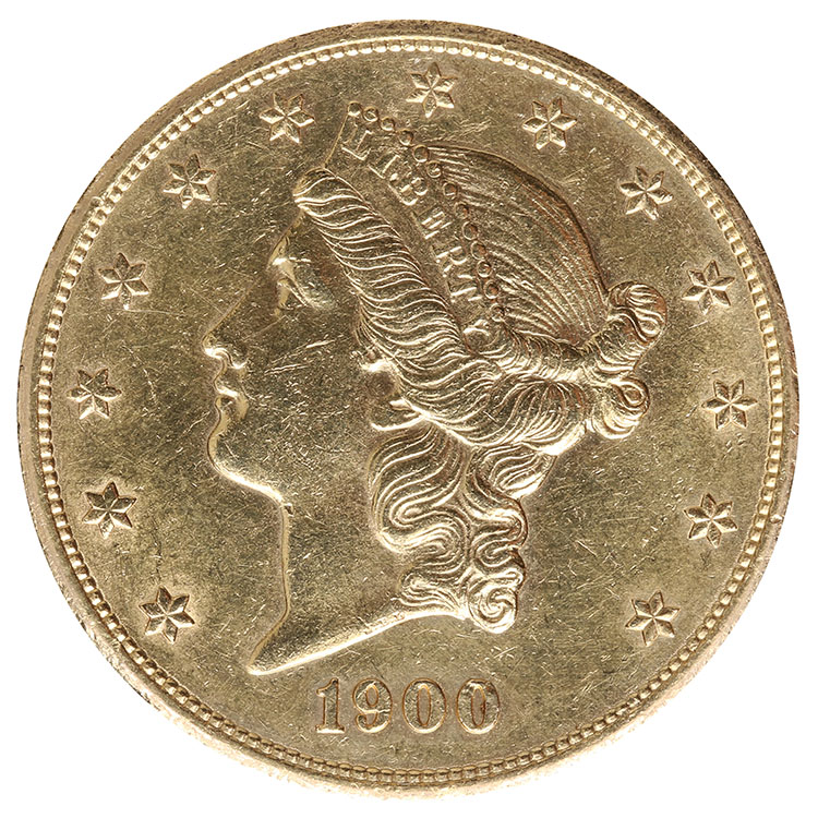 Gold $20 Double Eagle “Liberty Head”, 1900 S - San Francisco Mint par  USA