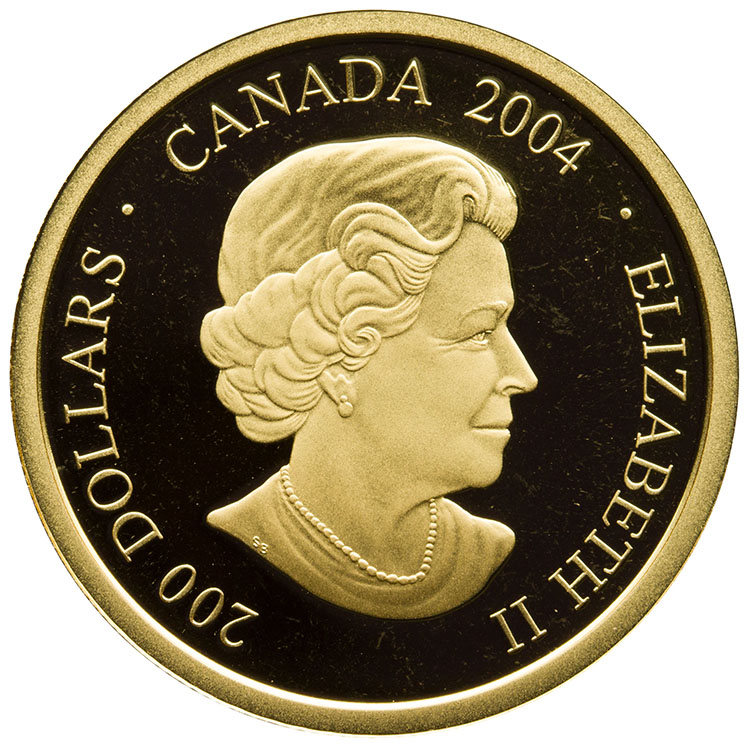 Elizabeth II Gold Proof 200 Dollars 2004, “Fragmented Face” par  Canada