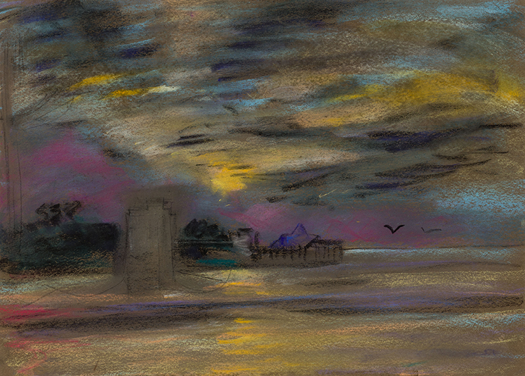 Sunset / Fishing Village (verso) by Phillip Henry Howard Surrey
