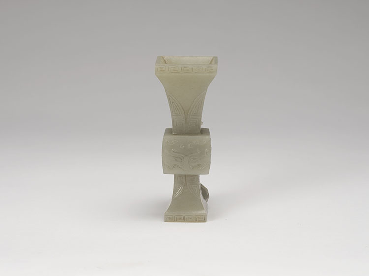 A Chinese Pale Celadon Jade Carved Archaistic Fanghu, 19th Century by  Chinese Art