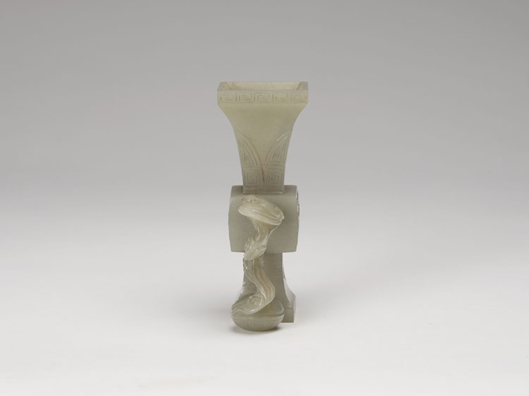 A Chinese Pale Celadon Jade Carved Archaistic Fanghu, 19th Century by  Chinese Art