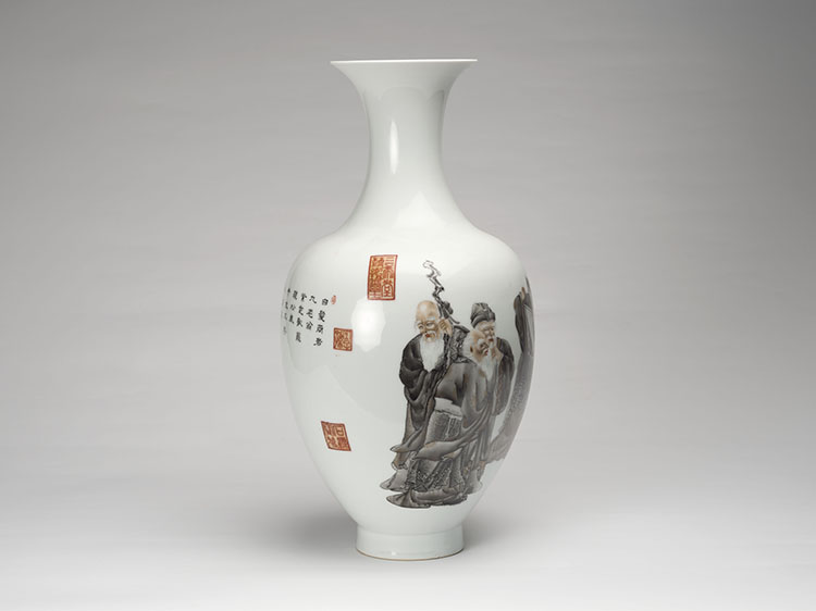 A Chinese Famille Rose ‘Nine Elders’ Vase, Qianlong Mark, Mid 20th Century by  Chinese Art