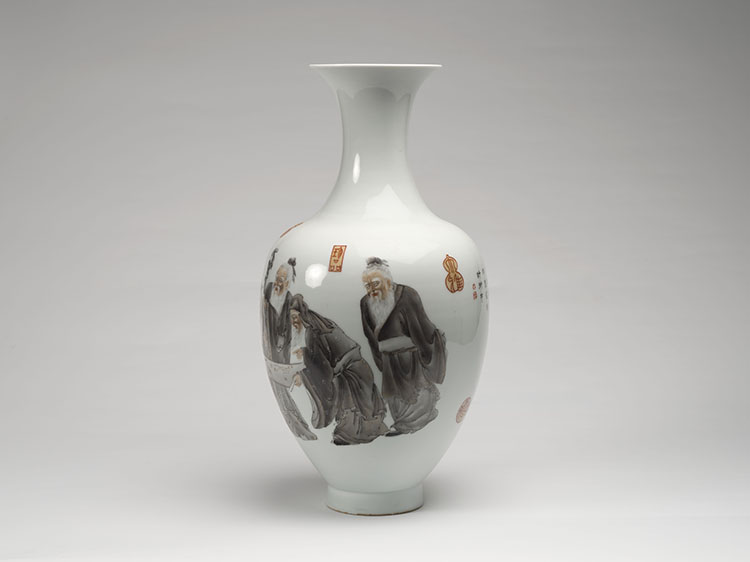 A Chinese Famille Rose ‘Nine Elders’ Vase, Qianlong Mark, Mid 20th Century by  Chinese Art