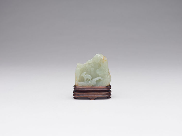 A Chinese Miniature Jade ‘Scholar and Deer’ Landscape, 19th Century by  Chinese Art