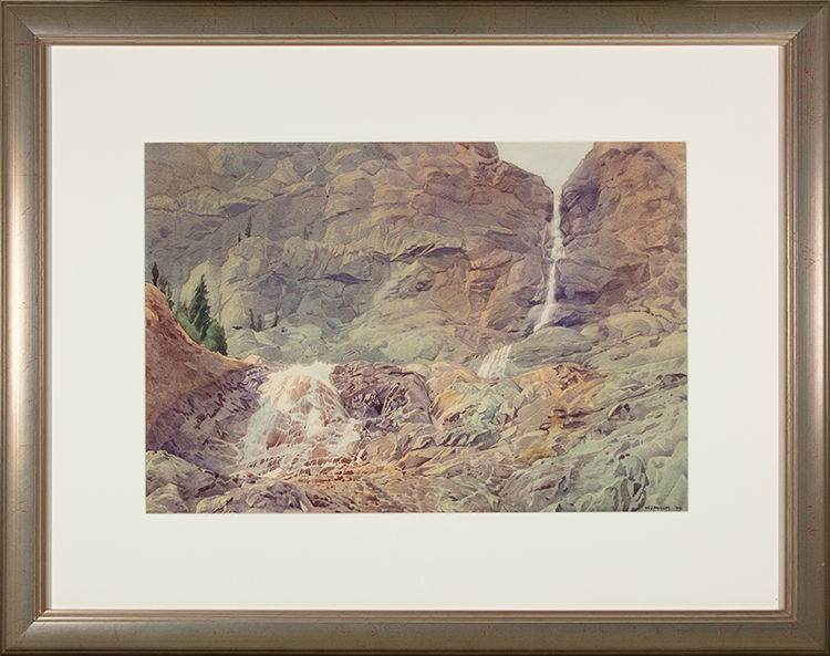 High Alpine Waterfall by Walter Joseph (W.J.) Phillips