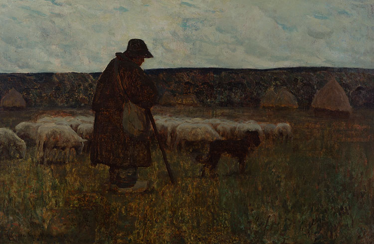 Le berger et ses moutons by Clarence Alphonse Gagnon