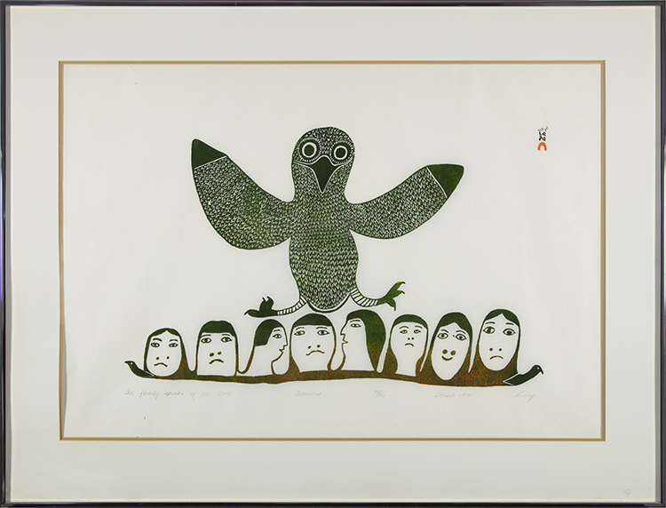 The Family Speaks of the Owl par Lucy Qinnuayuak