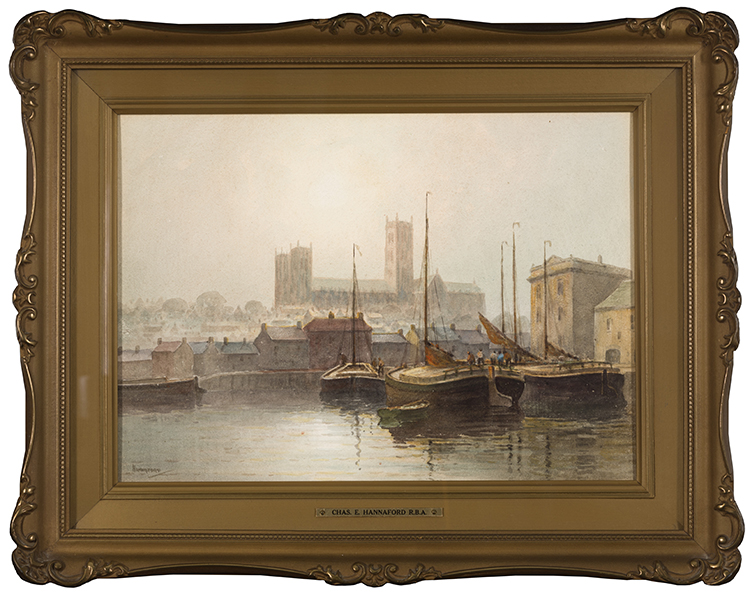 Brayford Pool and Lincoln Cathedral by Charles E. Hannaford