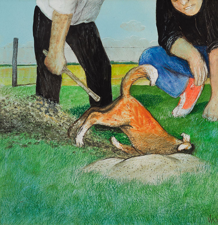 Dog Digging up Gopher by William Kurelek