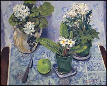 White Flowers with Apple by Frances-Anne Johnston sold for $2,588