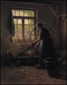 Woman with Spinning Wheel by Paul Peel sold for $43,125
