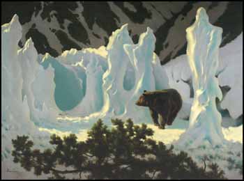Grizzly Bear in Ice Forms in the Rockies by Arthur Henry Howard Heming sold for $17,250