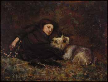 Young Girl with Terrier by Paul Peel sold for $184,000