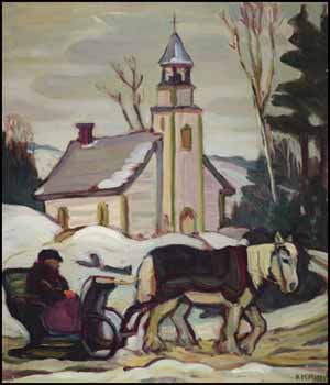 Study in White, Winter, Berthier by Kathleen Moir Morris sold for $299,000