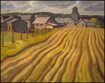 Western Canadian Town - Near Edmonton, Alberta (Farm and Ploughed Fields) by Henry George Glyde sold for $13,800