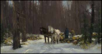 Loading Logs, Eastern Townships by Frederick Simpson Coburn sold for $46,000